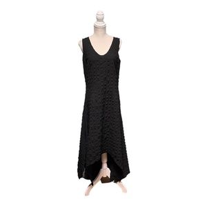 Courtney Washington Long Black Pucker Sleeveless Dress Large